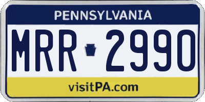 PA license plate MRR2990