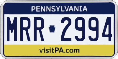 PA license plate MRR2994