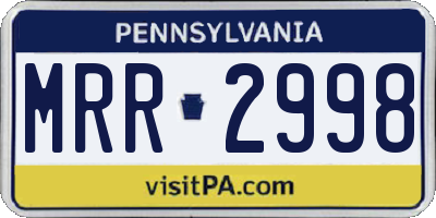 PA license plate MRR2998