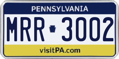 PA license plate MRR3002