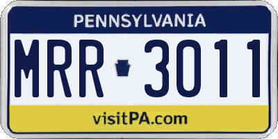PA license plate MRR3011
