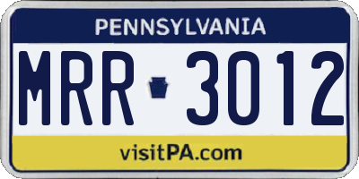 PA license plate MRR3012