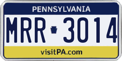 PA license plate MRR3014