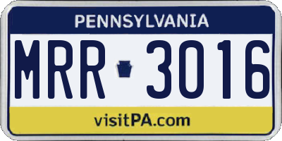 PA license plate MRR3016