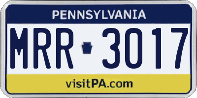 PA license plate MRR3017