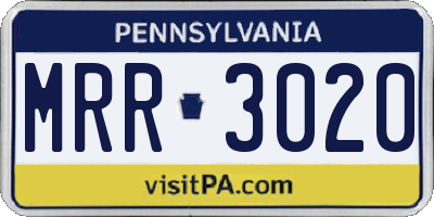PA license plate MRR3020