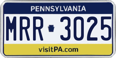 PA license plate MRR3025