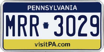 PA license plate MRR3029