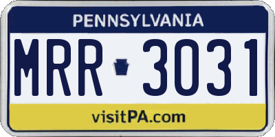 PA license plate MRR3031