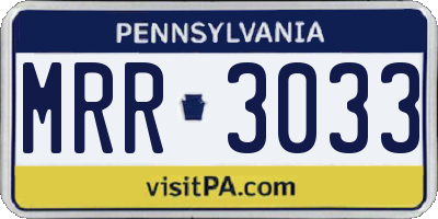 PA license plate MRR3033