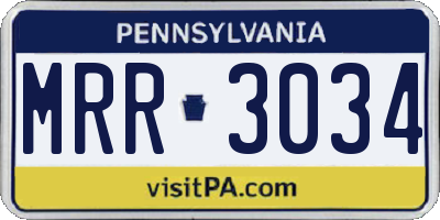 PA license plate MRR3034