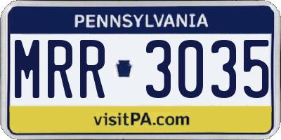 PA license plate MRR3035