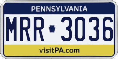 PA license plate MRR3036
