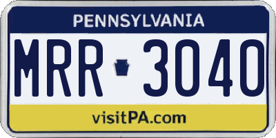 PA license plate MRR3040