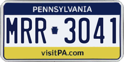 PA license plate MRR3041