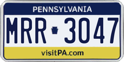 PA license plate MRR3047