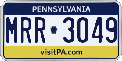 PA license plate MRR3049