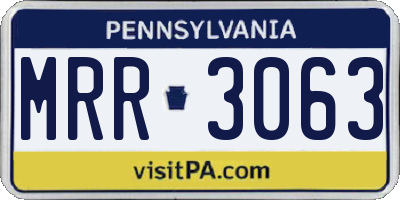 PA license plate MRR3063