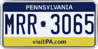 PA license plate MRR3065