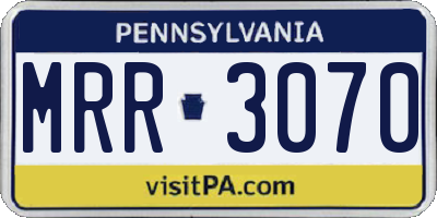 PA license plate MRR3070