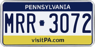 PA license plate MRR3072