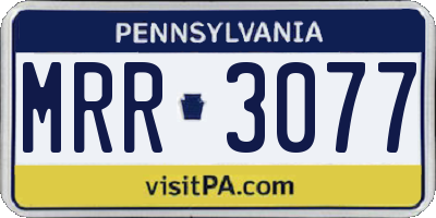 PA license plate MRR3077