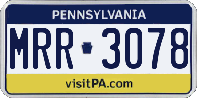 PA license plate MRR3078