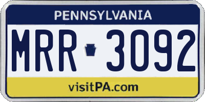 PA license plate MRR3092