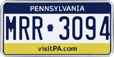 PA license plate MRR3094