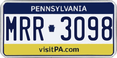 PA license plate MRR3098
