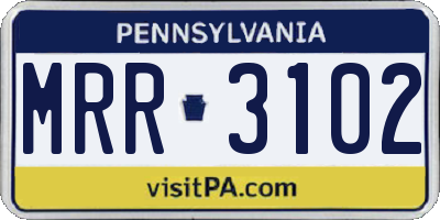 PA license plate MRR3102
