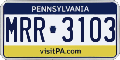 PA license plate MRR3103