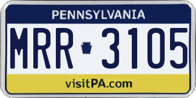 PA license plate MRR3105