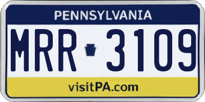 PA license plate MRR3109
