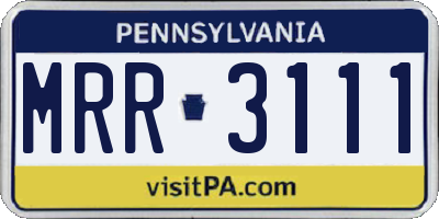 PA license plate MRR3111