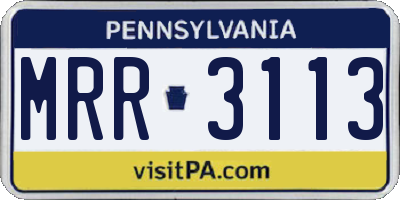 PA license plate MRR3113