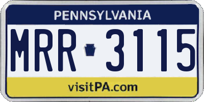 PA license plate MRR3115