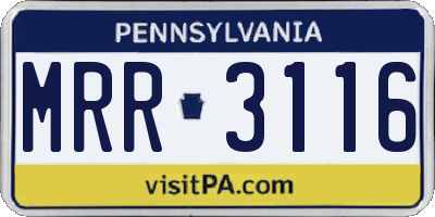 PA license plate MRR3116
