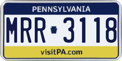PA license plate MRR3118