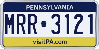 PA license plate MRR3121