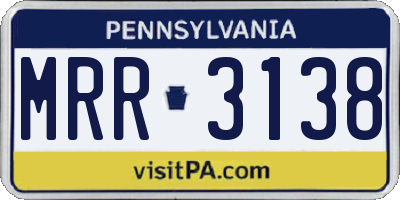 PA license plate MRR3138