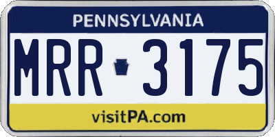 PA license plate MRR3175