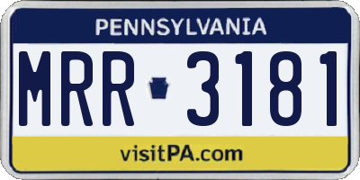 PA license plate MRR3181