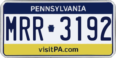 PA license plate MRR3192