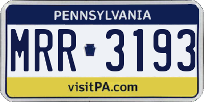 PA license plate MRR3193