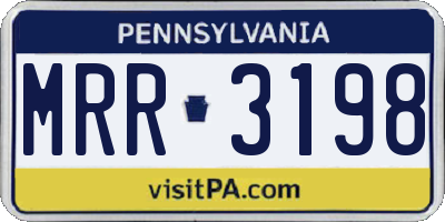 PA license plate MRR3198