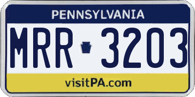 PA license plate MRR3203