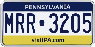 PA license plate MRR3205