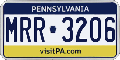 PA license plate MRR3206
