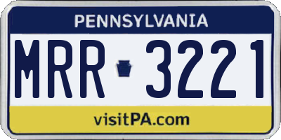 PA license plate MRR3221